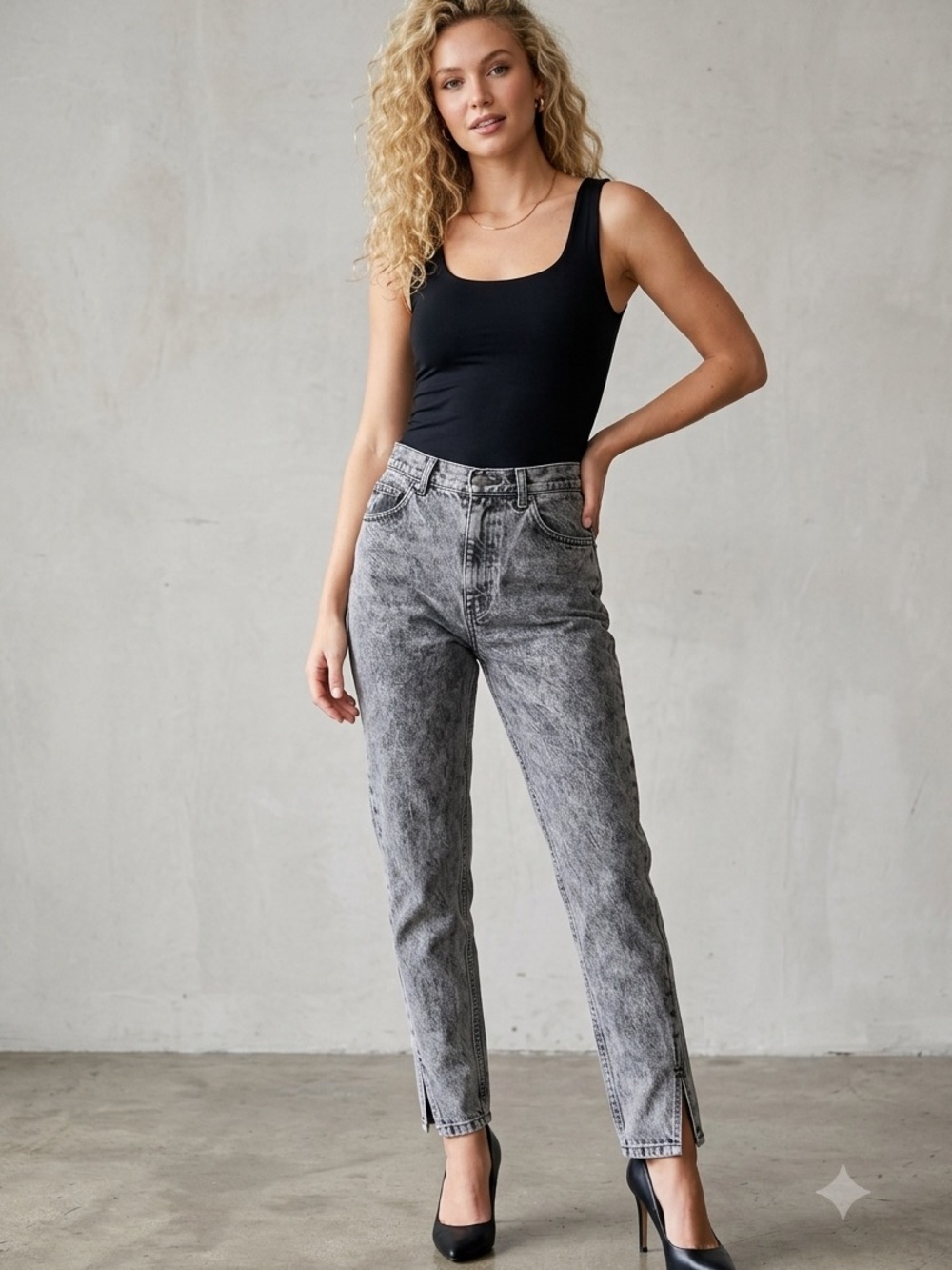 Vintage 80s Gitano High Waisted Mom Jeans Gray Acid Wash Tapered Leg Zip Ankle